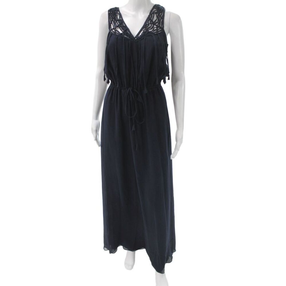Calypso Saint Barth Womens Dark Blue V-Neck Maxi Blouson Dress Size XS